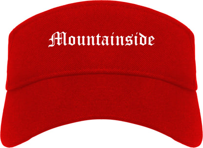 Mountainside New Jersey NJ Old English Mens Visor Cap Hat Red