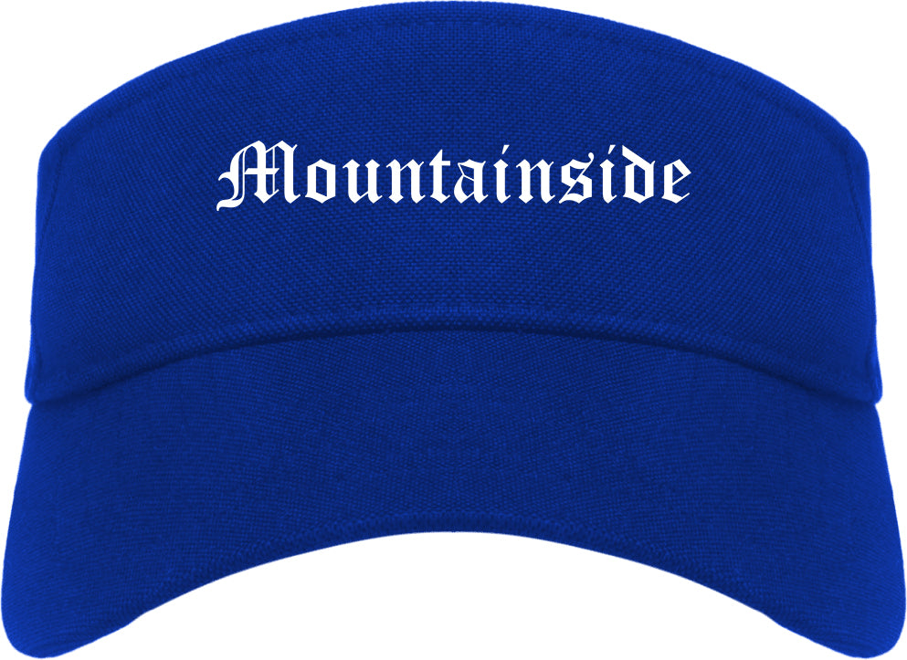 Mountainside New Jersey NJ Old English Mens Visor Cap Hat Royal Blue