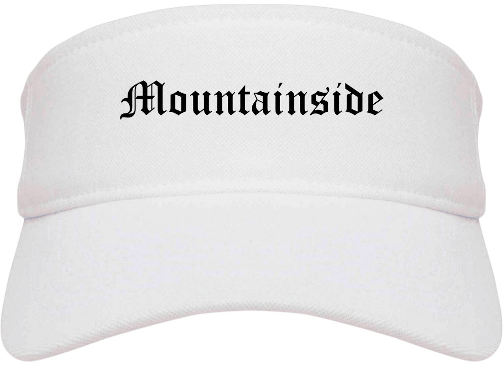 Mountainside New Jersey NJ Old English Mens Visor Cap Hat White