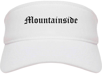 Mountainside New Jersey NJ Old English Mens Visor Cap Hat White
