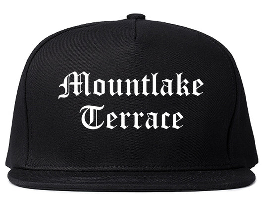 Mountlake Terrace Washington WA Old English Mens Snapback Hat Black