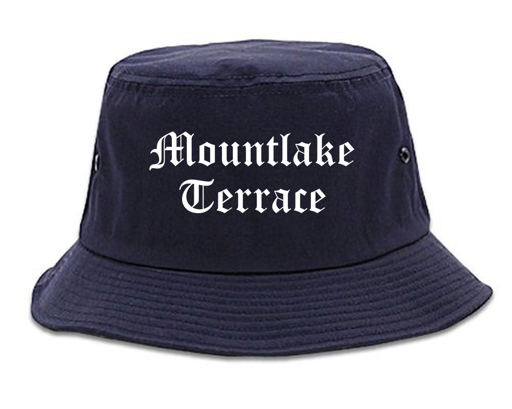 Mountlake Terrace Washington WA Old English Mens Bucket Hat Navy Blue