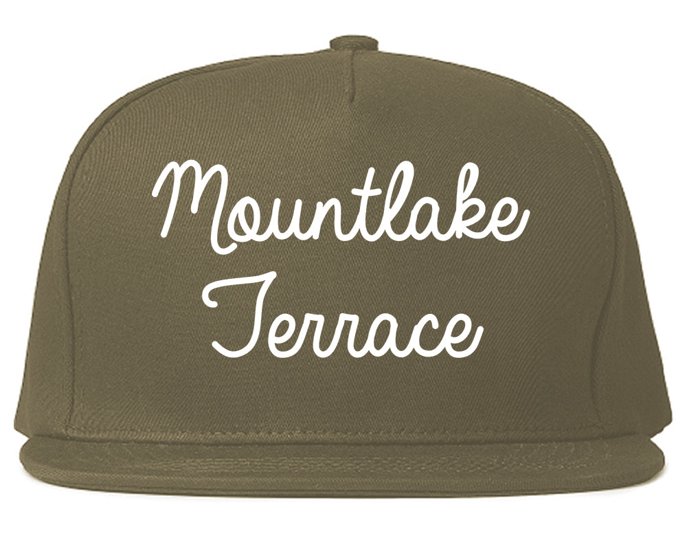 Mountlake Terrace Washington WA Script Mens Snapback Hat Grey