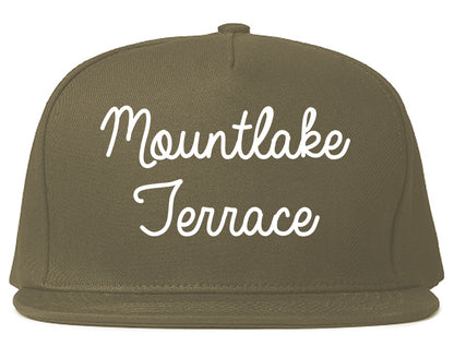 Mountlake Terrace Washington WA Script Mens Snapback Hat Grey