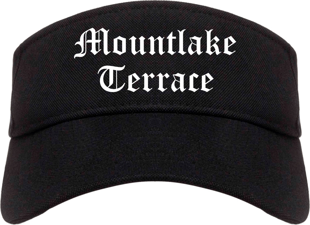 Mountlake Terrace Washington WA Old English Mens Visor Cap Hat Black