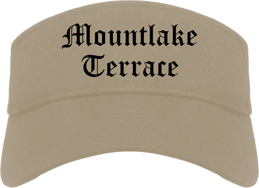 Mountlake Terrace Washington WA Old English Mens Visor Cap Hat Khaki