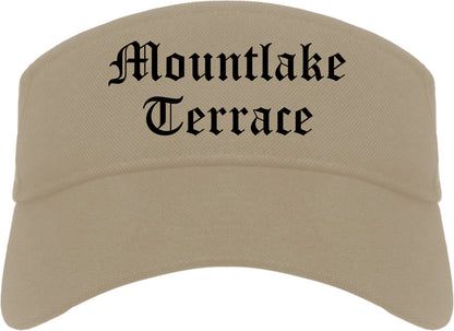 Mountlake Terrace Washington WA Old English Mens Visor Cap Hat Khaki
