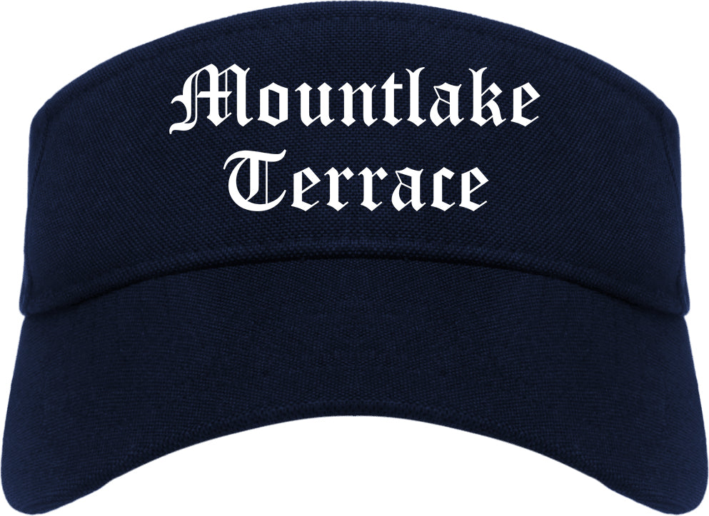Mountlake Terrace Washington WA Old English Mens Visor Cap Hat Navy Blue