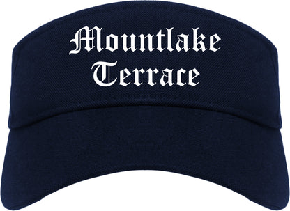 Mountlake Terrace Washington WA Old English Mens Visor Cap Hat Navy Blue