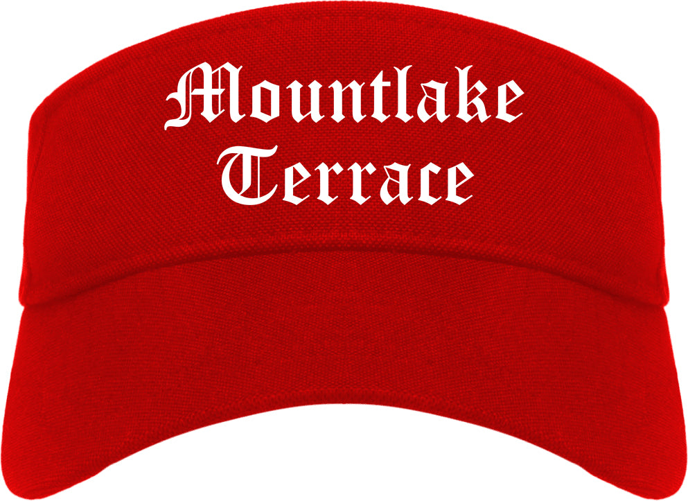 Mountlake Terrace Washington WA Old English Mens Visor Cap Hat Red