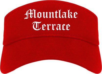 Mountlake Terrace Washington WA Old English Mens Visor Cap Hat Red