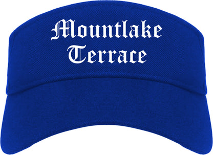 Mountlake Terrace Washington WA Old English Mens Visor Cap Hat Royal Blue