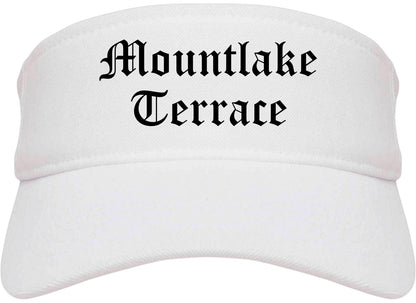 Mountlake Terrace Washington WA Old English Mens Visor Cap Hat White