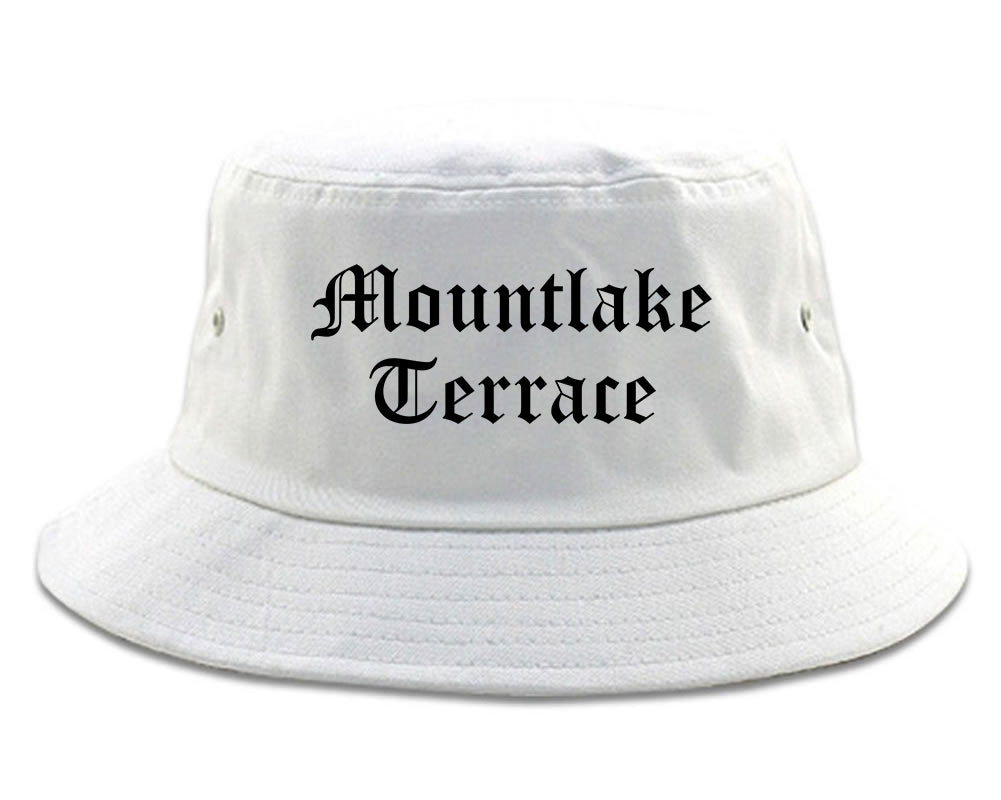 Mountlake Terrace Washington WA Old English Mens Bucket Hat White