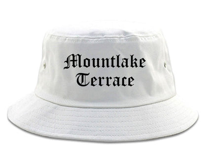 Mountlake Terrace Washington WA Old English Mens Bucket Hat White