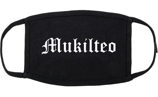 Mukilteo Washington WA Old English Cotton Face Mask Black