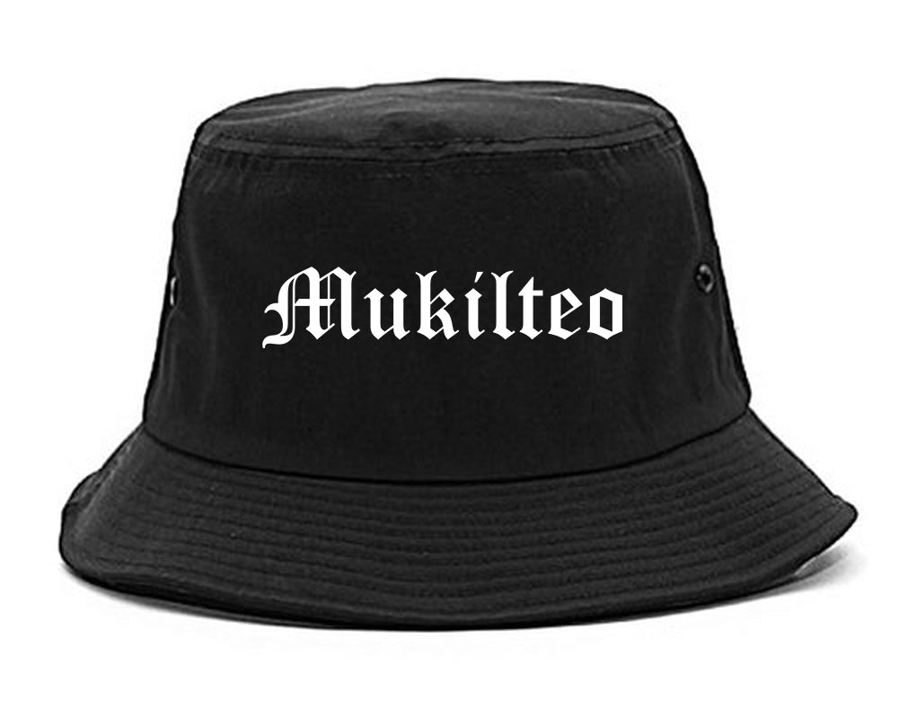 Mukilteo Washington WA Old English Mens Bucket Hat Black