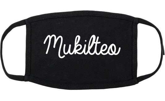 Mukilteo Washington WA Script Cotton Face Mask Black