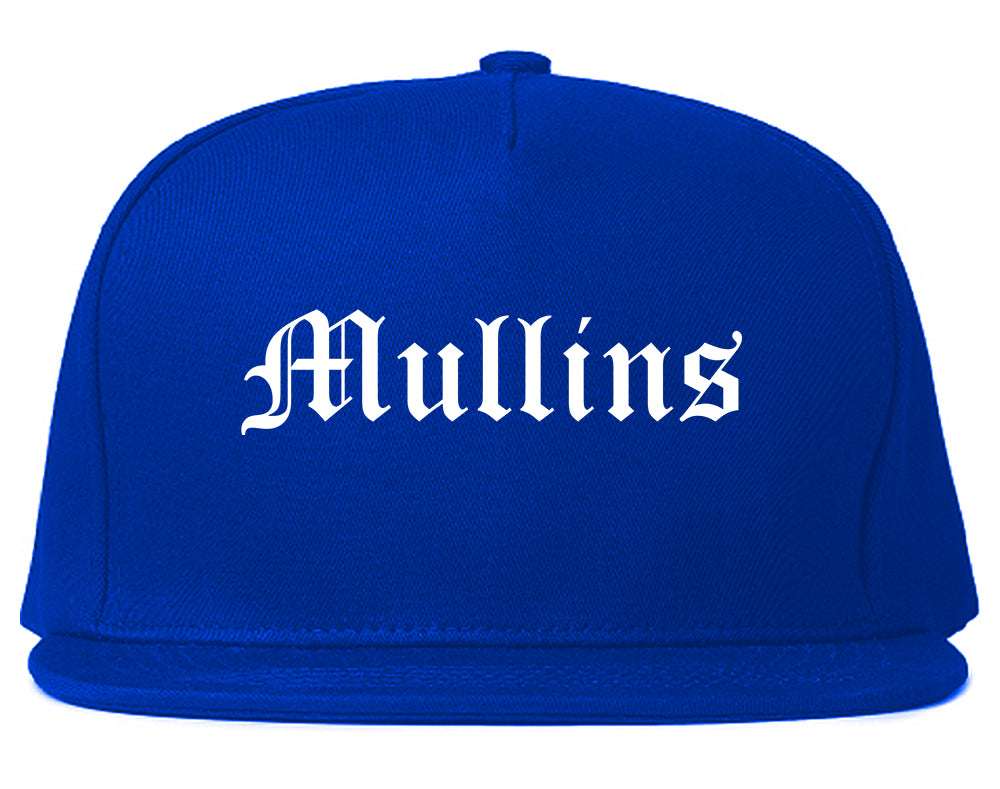 Mullins South Carolina SC Old English Mens Snapback Hat Royal Blue