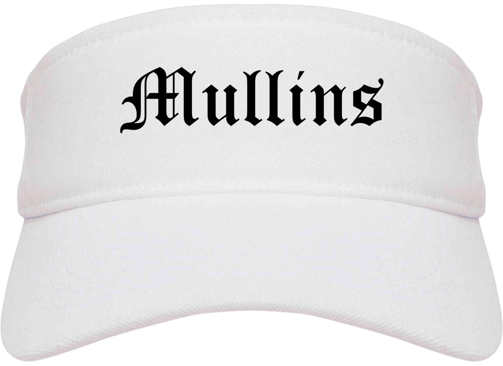 Mullins South Carolina SC Old English Mens Visor Cap Hat White