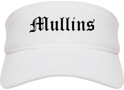 Mullins South Carolina SC Old English Mens Visor Cap Hat White