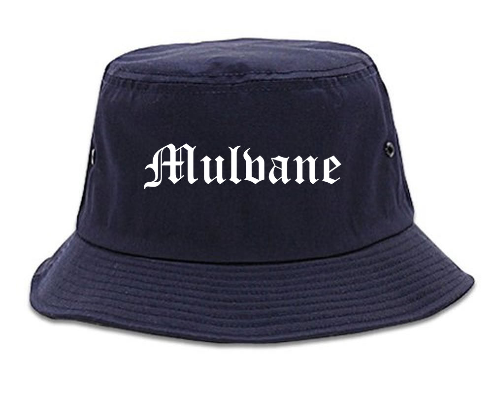 Mulvane Kansas KS Old English Mens Bucket Hat Navy Blue