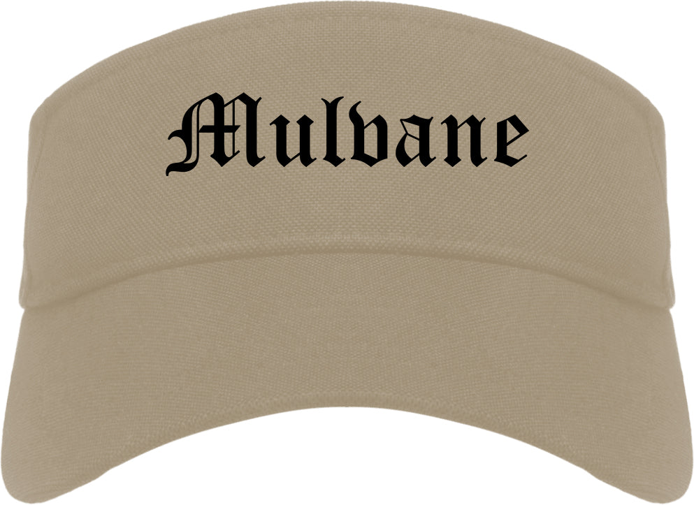 Mulvane Kansas KS Old English Mens Visor Cap Hat Khaki