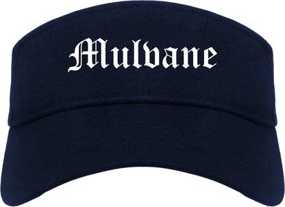 Mulvane Kansas KS Old English Mens Visor Cap Hat Navy Blue
