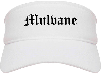 Mulvane Kansas KS Old English Mens Visor Cap Hat White