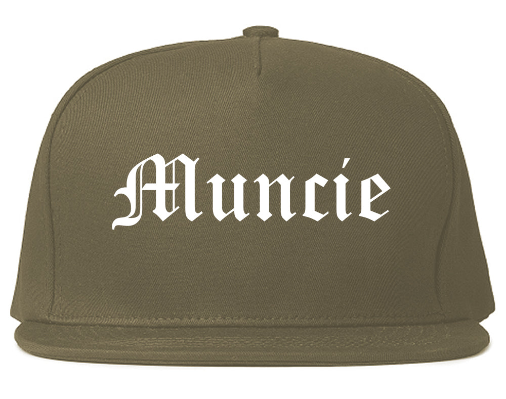 Muncie Indiana IN Old English Mens Snapback Hat Grey