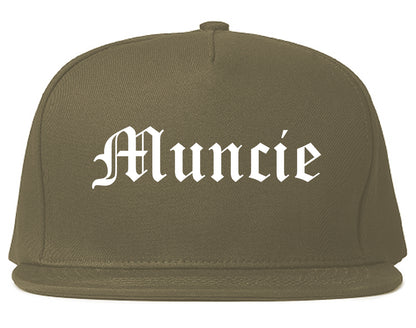 Muncie Indiana IN Old English Mens Snapback Hat Grey