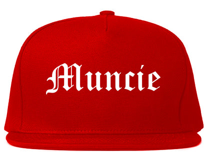 Muncie Indiana IN Old English Mens Snapback Hat Red