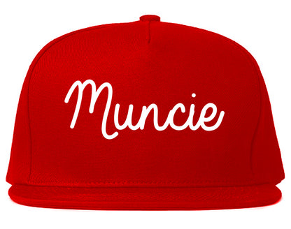 Muncie Indiana IN Script Mens Snapback Hat Red