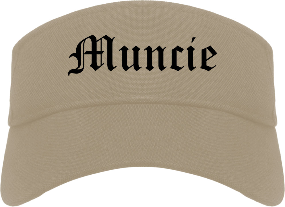 Muncie Indiana IN Old English Mens Visor Cap Hat Khaki