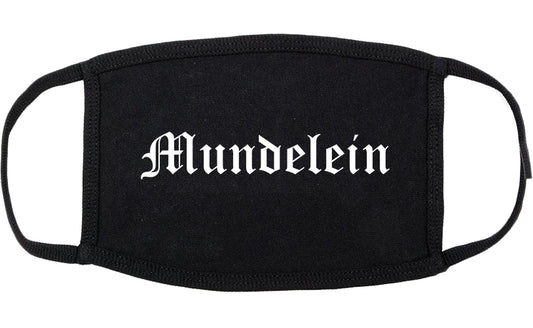 Mundelein Illinois IL Old English Cotton Face Mask Black