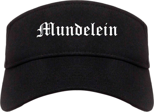 Mundelein Illinois IL Old English Mens Visor Cap Hat Black