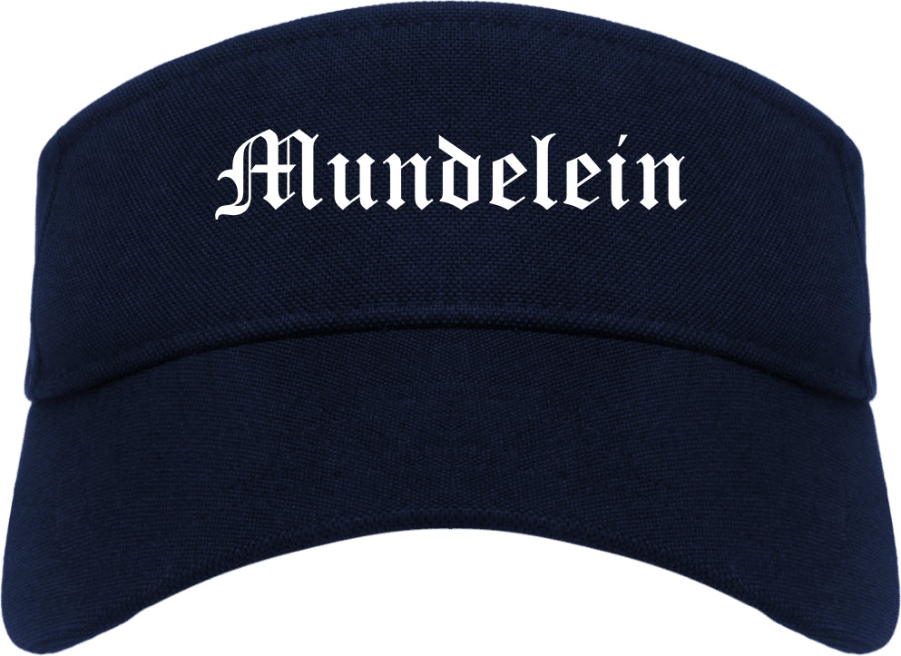 Mundelein Illinois IL Old English Mens Visor Cap Hat Navy Blue