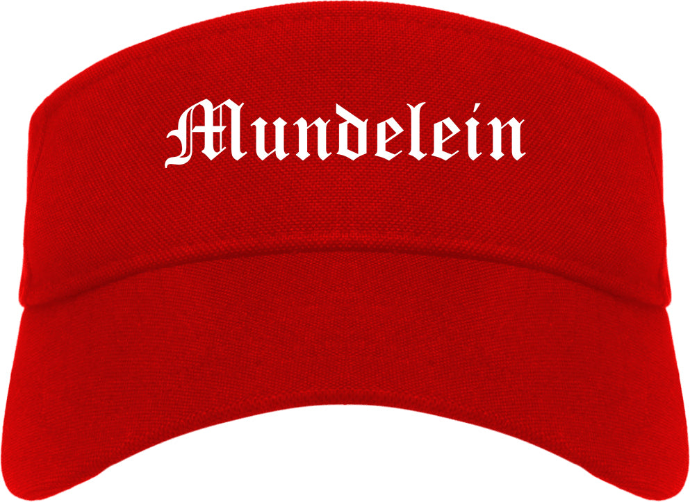 Mundelein Illinois IL Old English Mens Visor Cap Hat Red