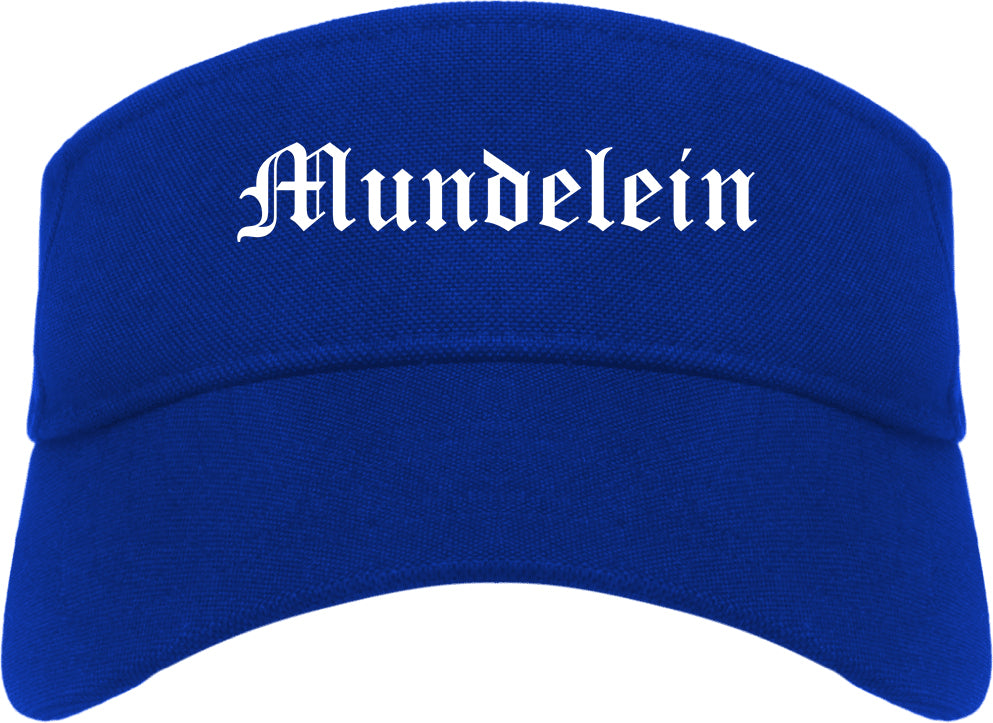 Mundelein Illinois IL Old English Mens Visor Cap Hat Royal Blue
