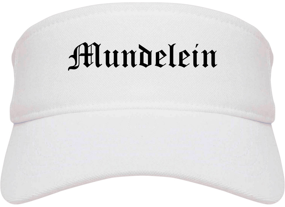 Mundelein Illinois IL Old English Mens Visor Cap Hat White