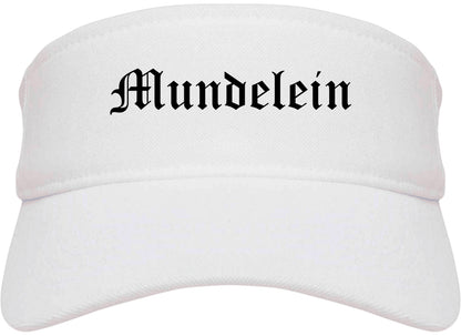 Mundelein Illinois IL Old English Mens Visor Cap Hat White