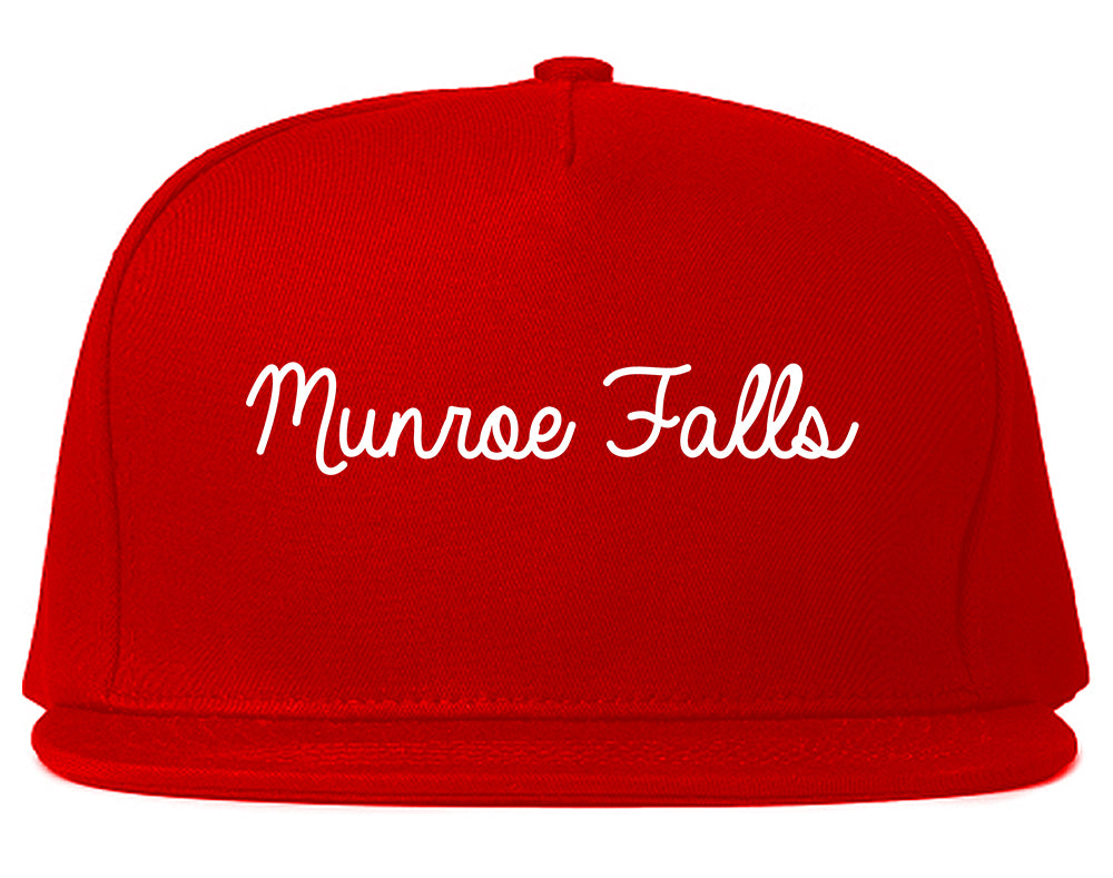 Munroe Falls Ohio OH Script Mens Snapback Hat Red
