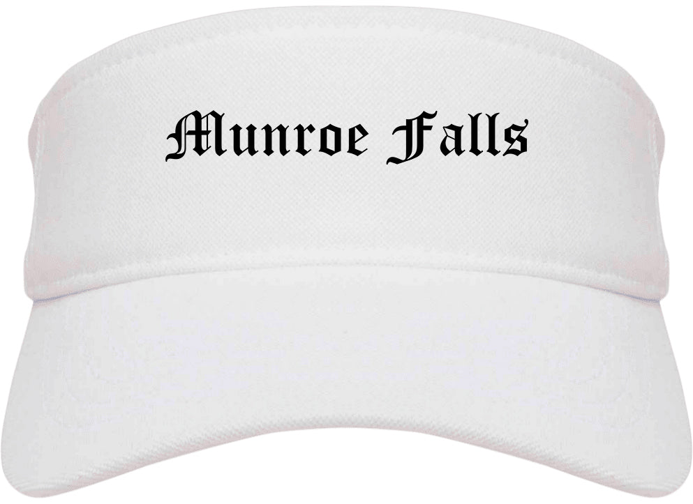 Munroe Falls Ohio OH Old English Mens Visor Cap Hat White