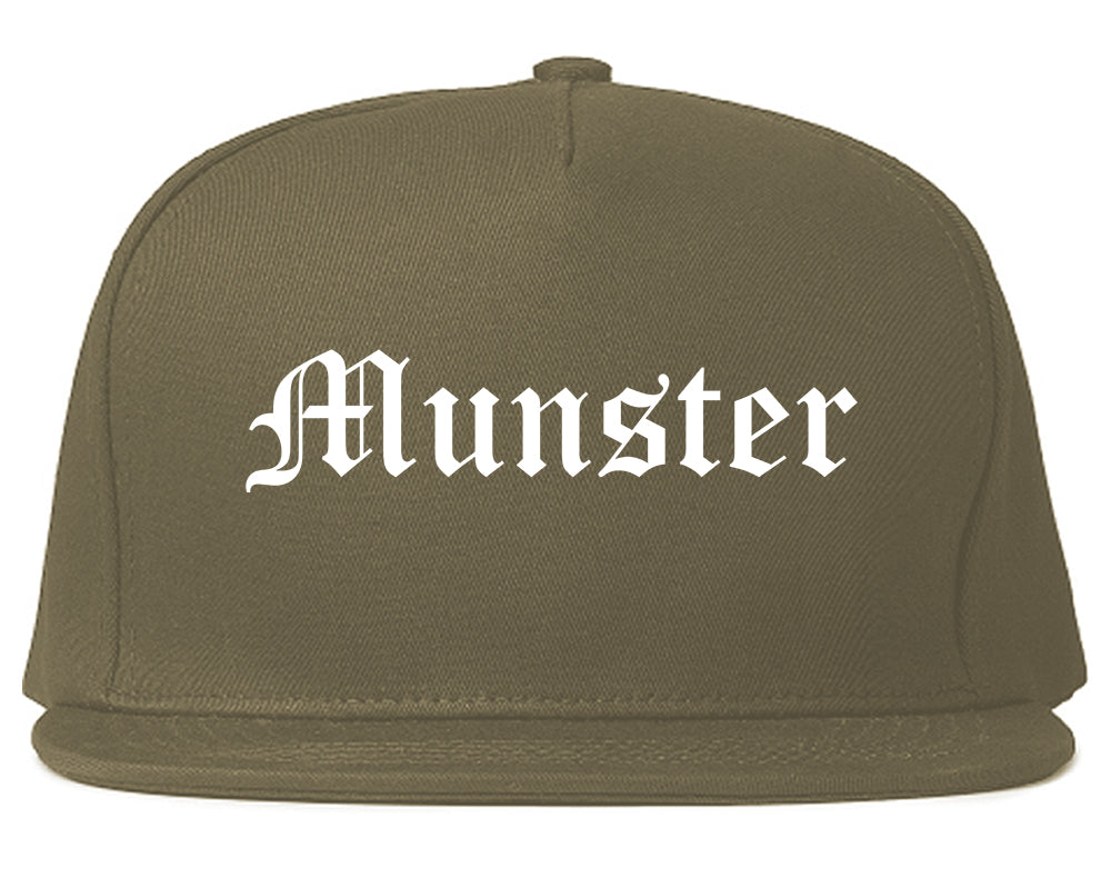 Munster Indiana IN Old English Mens Snapback Hat Grey