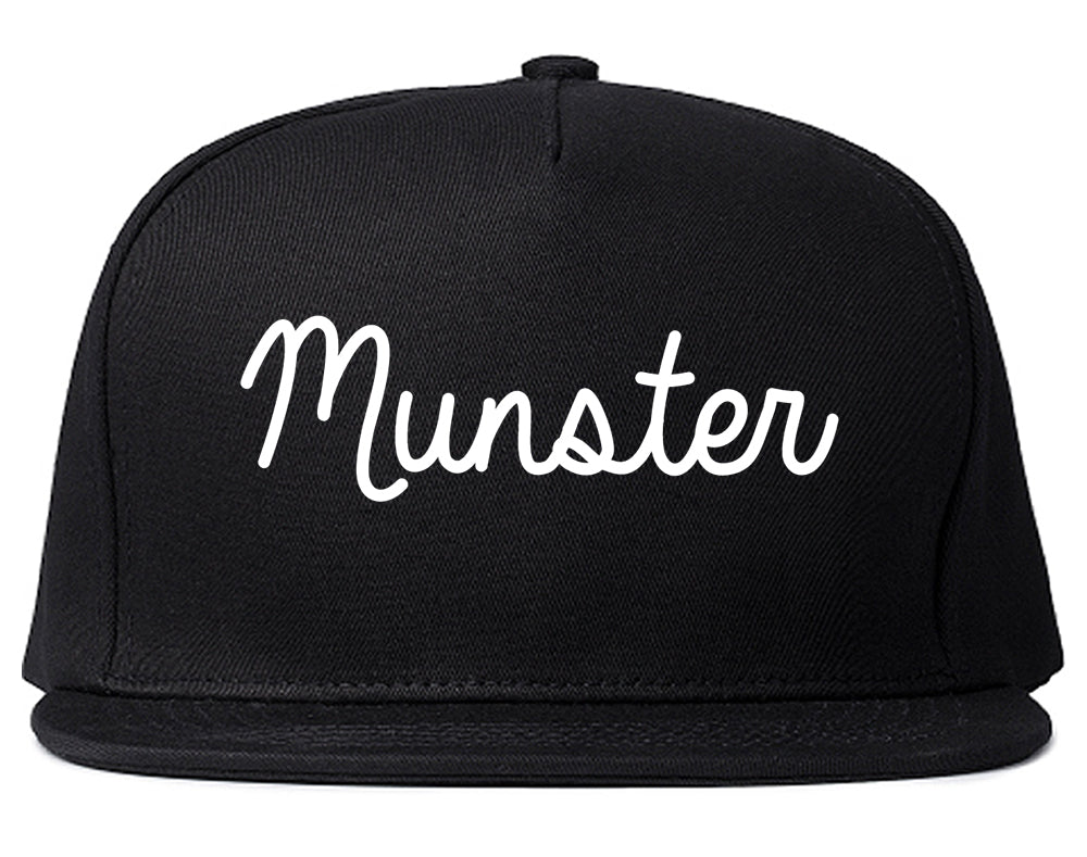 Munster Indiana IN Script Mens Snapback Hat Black