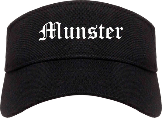 Munster Indiana IN Old English Mens Visor Cap Hat Black