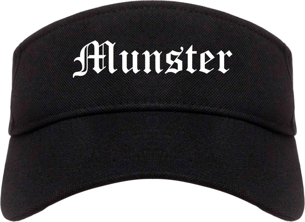 Munster Indiana IN Old English Mens Visor Cap Hat Black