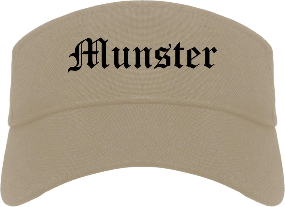 Munster Indiana IN Old English Mens Visor Cap Hat Khaki