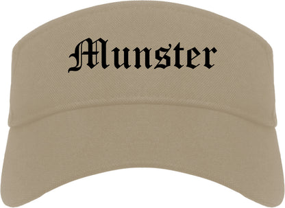 Munster Indiana IN Old English Mens Visor Cap Hat Khaki