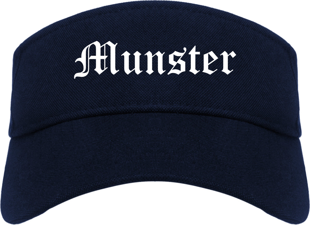 Munster Indiana IN Old English Mens Visor Cap Hat Navy Blue